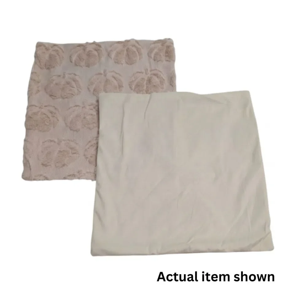🎃 Fall Cottagecore Blush Faux Fur Pumpkin Throw Pillow Covers Set 2 18x18